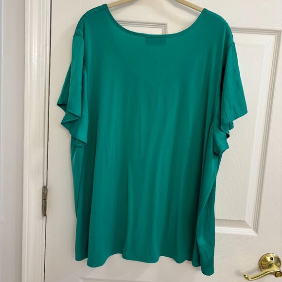Lane Bryant Satin Smocked Shoulder Blouse - Picture 4 of 6